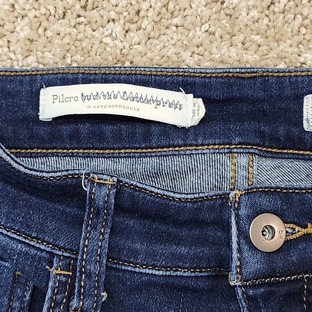 Pilcro Jeans Mid-Rise Skinny Dark Wash Indigo Blue‎ Denim Casual Size 28